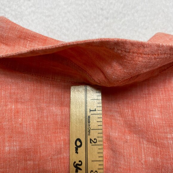 Chicos Linen Shirt Womens 2 Orange 3/4 Sleeve Button Up - Picture 12 of 12